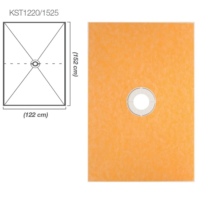 Schlüter-KERDI-SHOWER-T Receveur étanche à carreler pentes intégrées évacuation centrée (152 x 122)