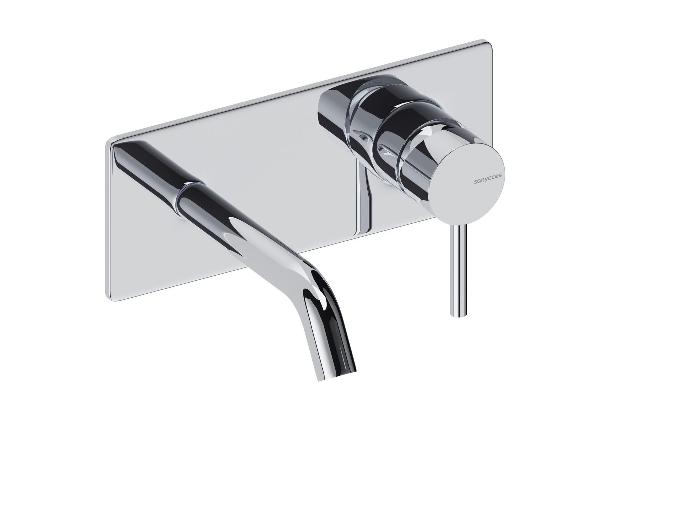 Loop Parties Externes Mitigeur De Lavabo Canne 18Cm Plaque Rectangulaire Chrome